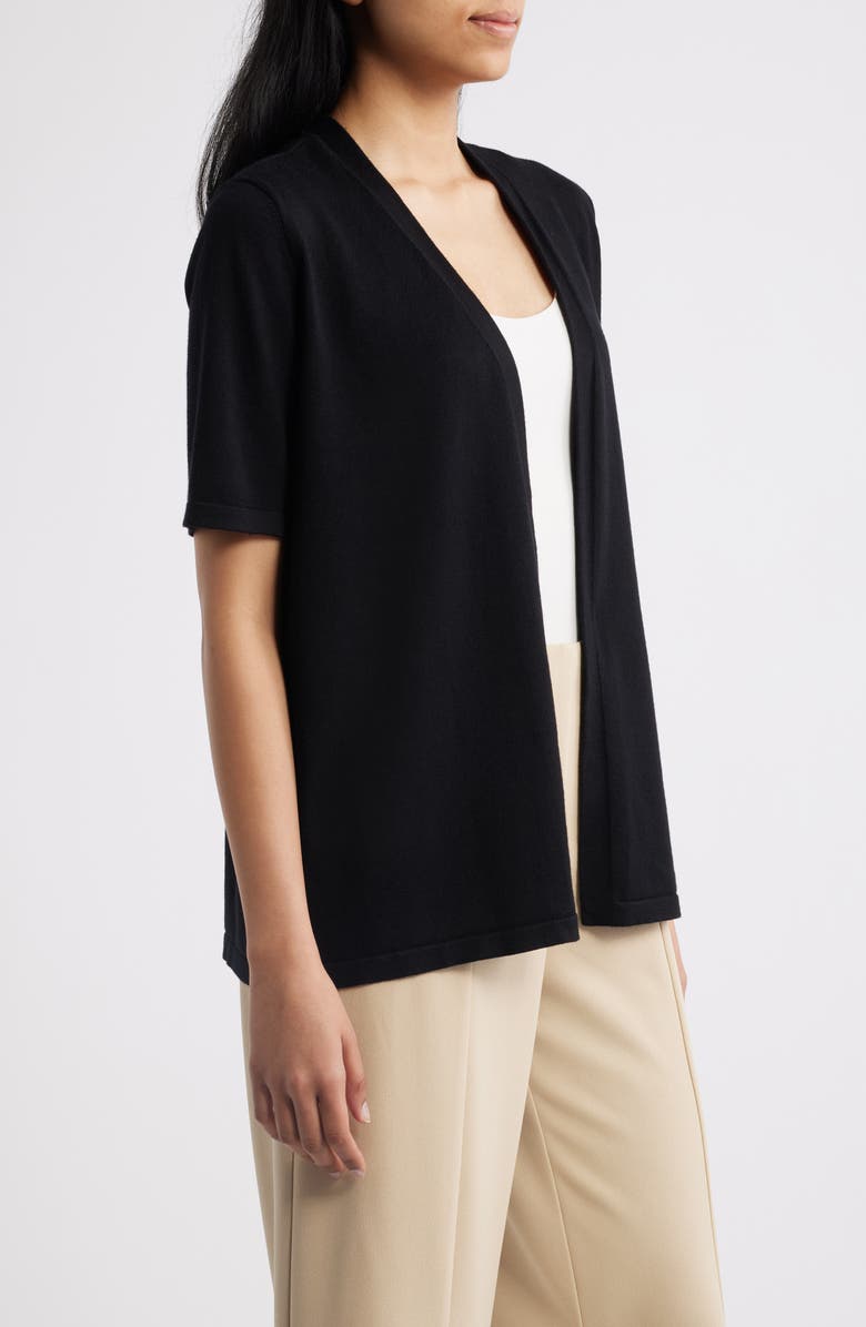 AK ANNE KLEIN Newport Open Front Elbow Sleeve Cardigan, Alternate, color, Anne Black
