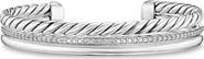 David Yurman DY Mercer® Three Row Cuff Bracelet in Sterling Silver with Diamonds, 10mm