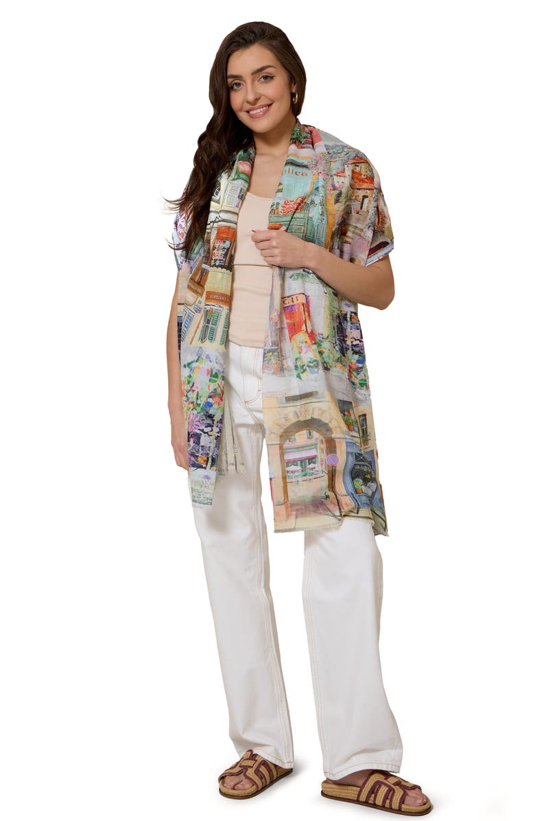 SAACHI Spring Print Scarf, Alternate, color, Green Multi