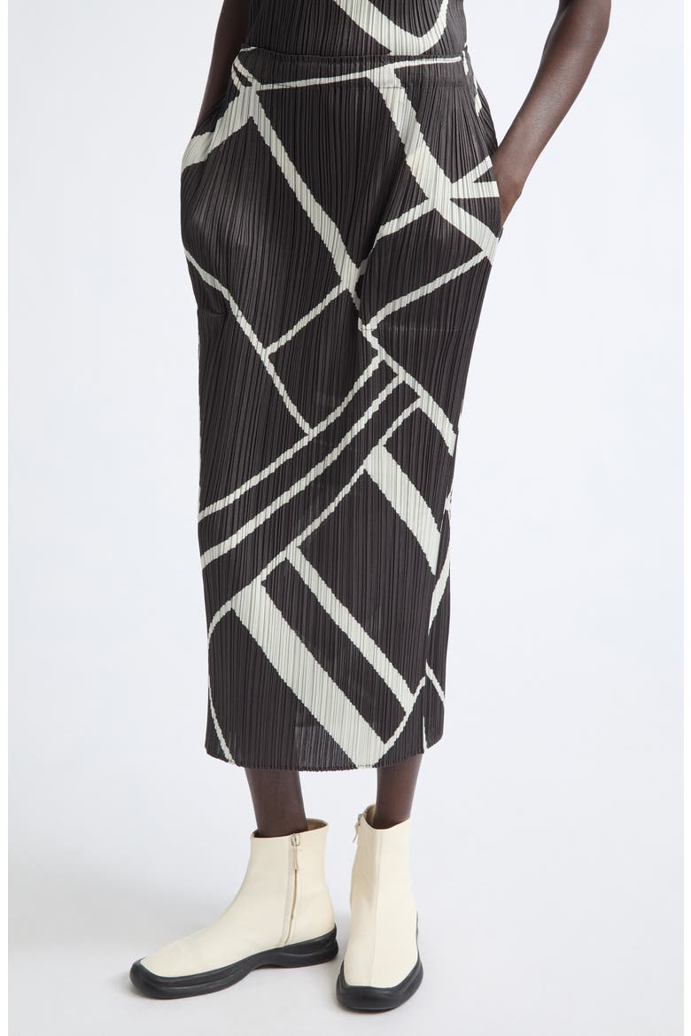 Fold Line Pleated Midi Skirt, Main, color, CHARCOAL