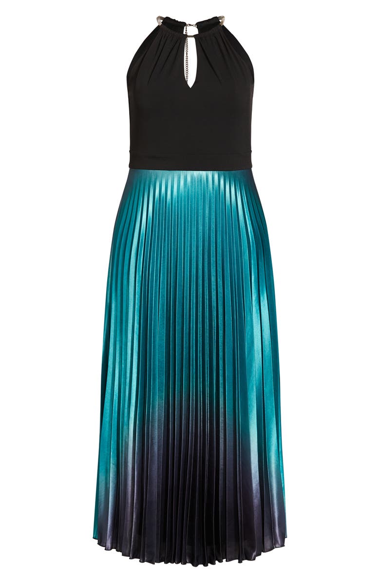 City Chic Ombré Pleated Sleeveless Maxi Dress, Alternate, color, Black