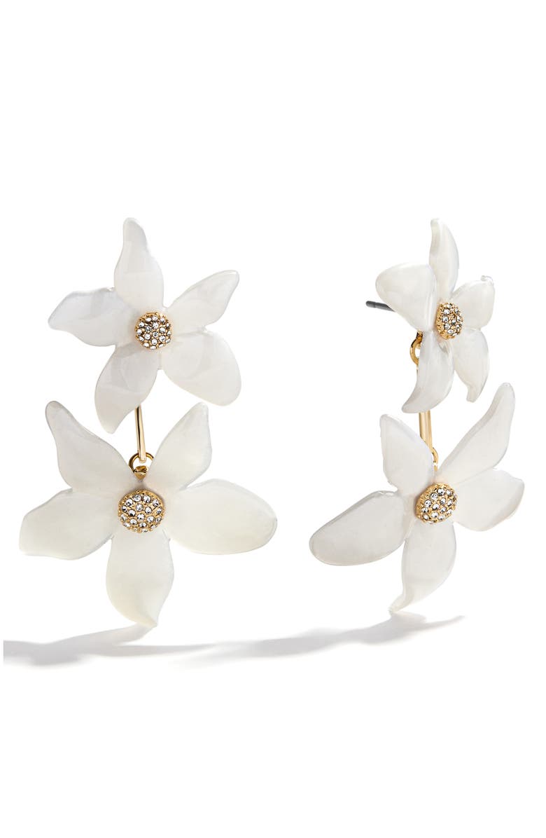 BaubleBar Faye Floral Drop Earrings, Main, color, White