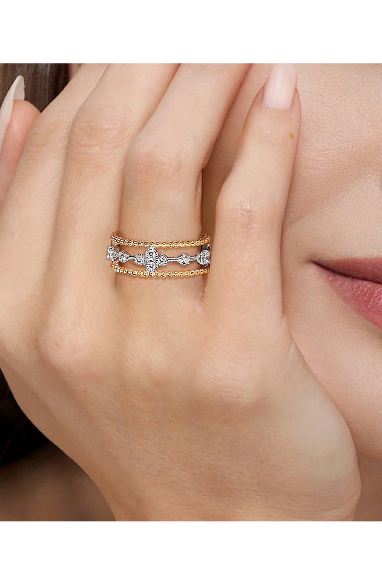 Gabriel & Co. Bujukan Two-Tone 14K Gold & Diamond Stackable Ring, Alternate, color, Two Tone