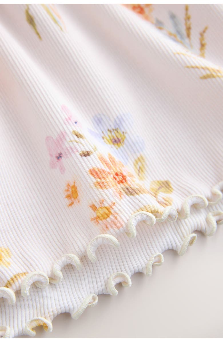 NEXT Kids' Floral Print Rib Dress, Alternate, color, Cream