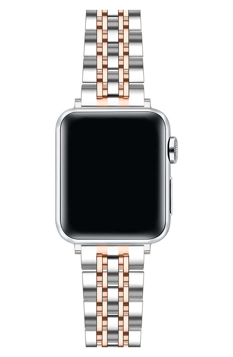 The Posh Tech Rainey Silver/Rose Gold Stainless Steel Band for Apple Watch, Alternate, color, Silver/ Rose Gold