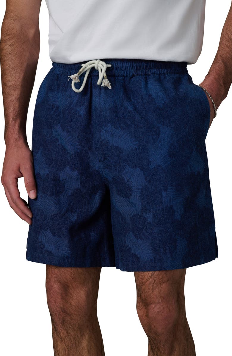 Joe's Cabana Leaf Print Drawstring Shorts, Alternate, color, Dark Indigo