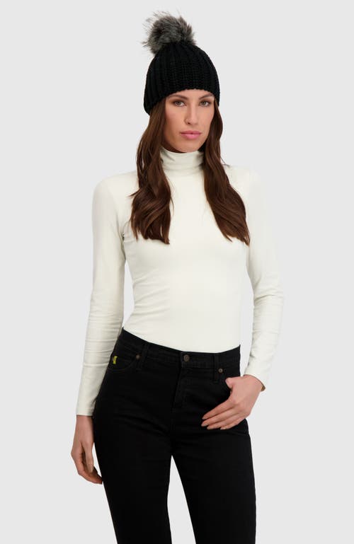 Lyla Grant Beanie Hat With Fur-free Fox (faux Fur) Pompom In Black
