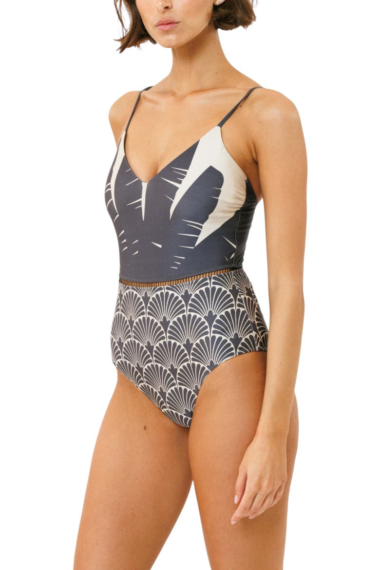 Arava One-piece Swimsuit, Alternate, color, Shiny Leaf