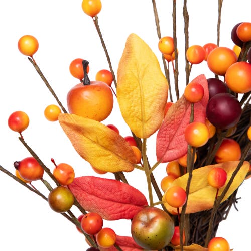 Northlight Berries And Apples With Foliage Twig Artificial Fall Harvest Wreath In Multi