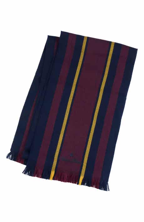Brooks Brothers Varsity Stripe Wool Eyelash Fringe Scarf