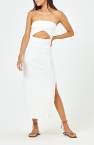 LSPACE Kierra Cutout Strapless Rib Cover-Up Dress