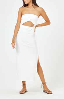 LSPACE Kierra Cutout Strapless Rib Cover-Up Dress