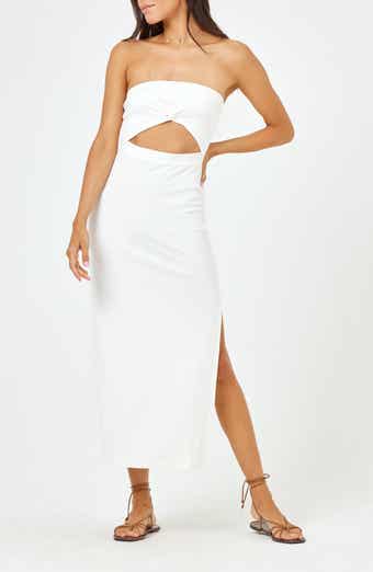 LSPACE Kierra Cutout Strapless Rib Cover-Up Dress