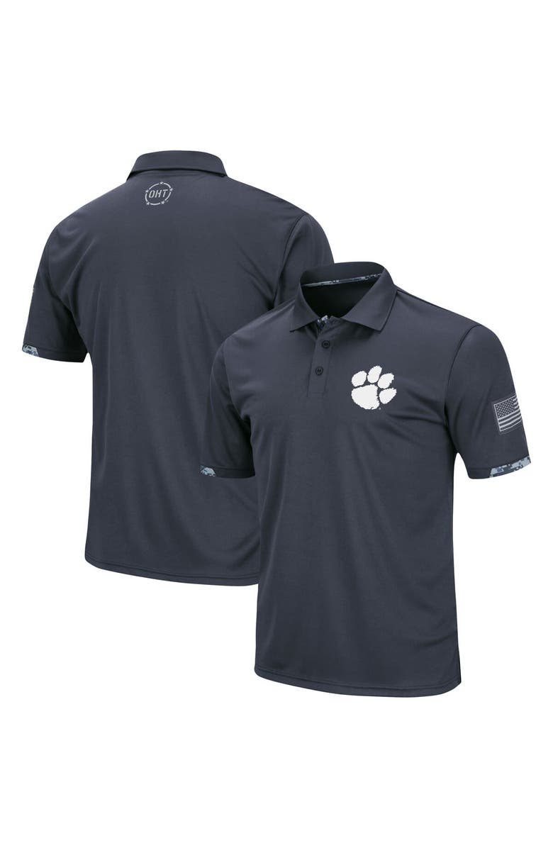 COLOSSEUM Men's Colosseum Charcoal Clemson Tigers Big & Tall OHT Military Appreciation Digital Camo Polo, Main, color, Charcoal