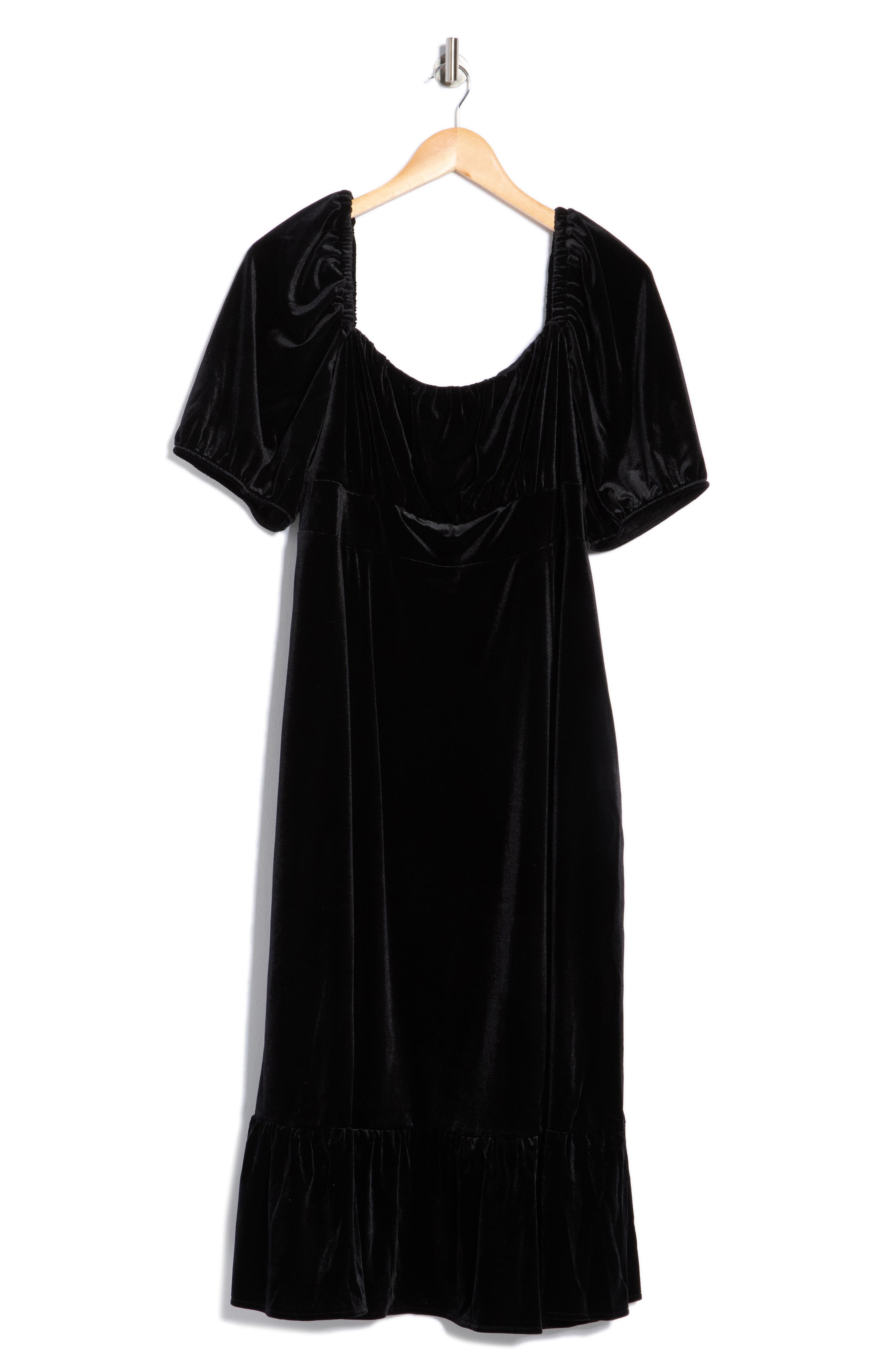 London Times Square Neck Puff Sleeve Empire Waist Dress