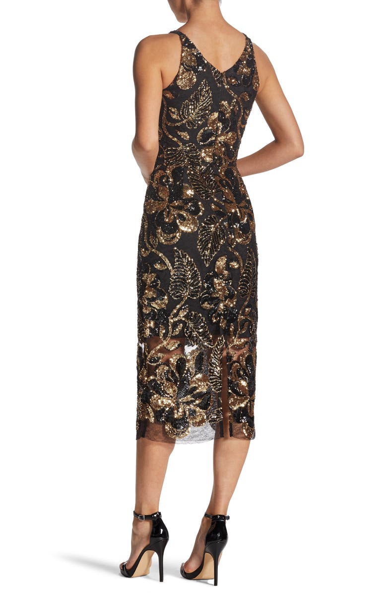 Dress the Population Margo Plunge Neck Sequin Dress, Alternate, color,