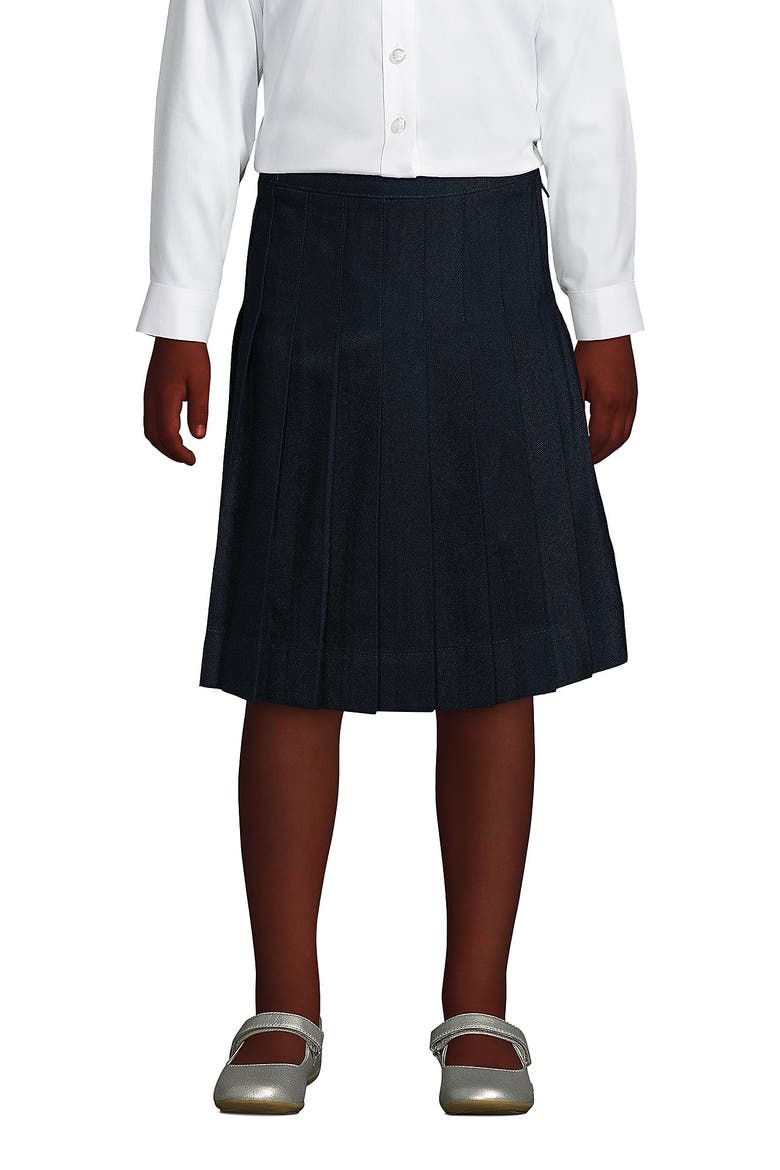 School Uniform Girls Solid Pleated Skirt Below the Knee, Main, color, Classic Navy