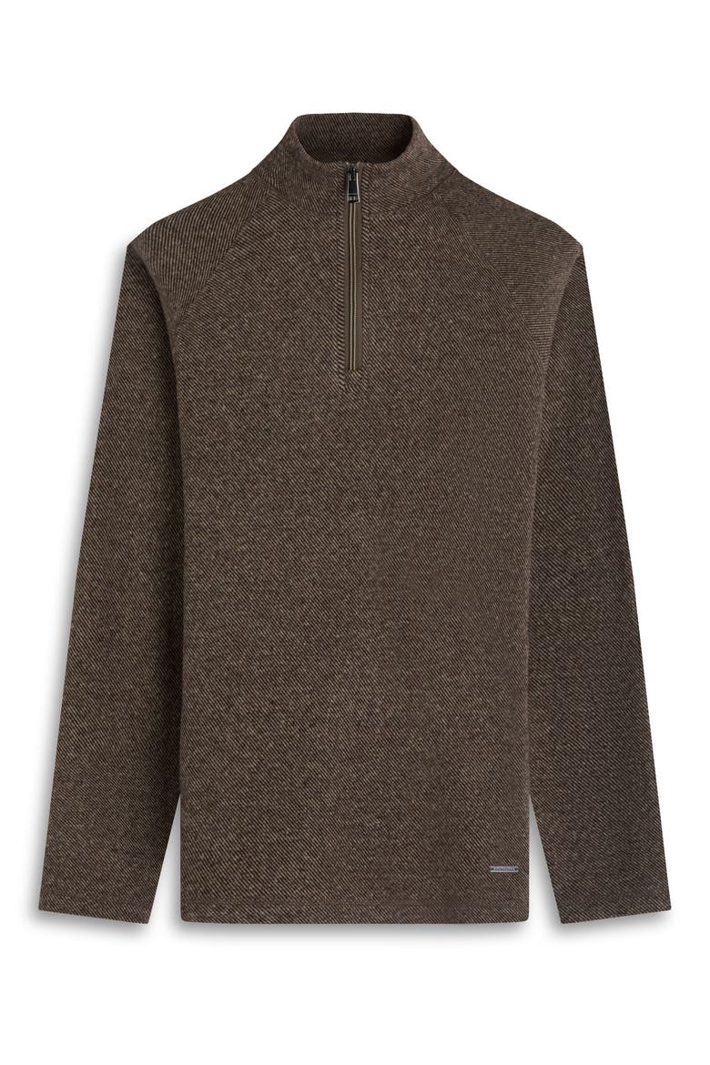 Brushed Cotton Blend Quarter Zip Pullover, Alternate, color, MOCHA