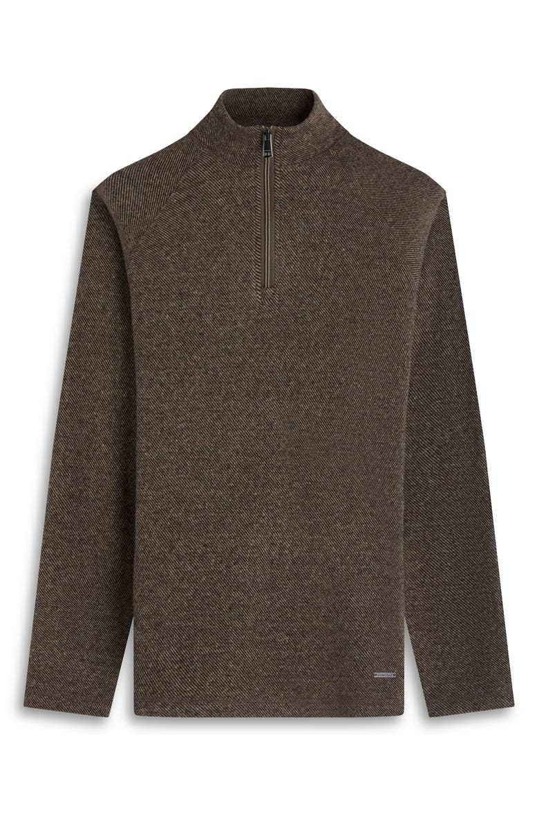Bugatchi Brushed Cotton Blend Quarter Zip Pullover, Alternate, color, Mocha