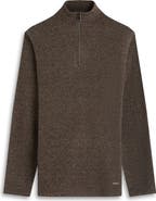 Bugatchi Brushed Cotton Blend Quarter Zip Pullover