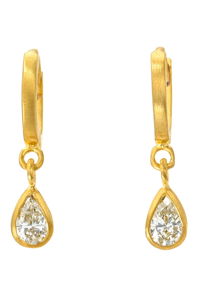 Pear Cut Diamond Fairy Hoop Drop Earrings, Main, color, YELLOW GOLD