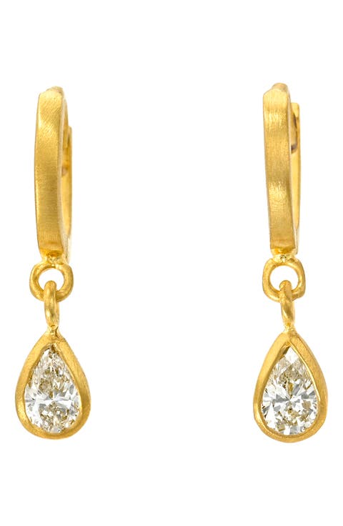 Pear Cut Diamond Fairy Hoop Drop Earrings