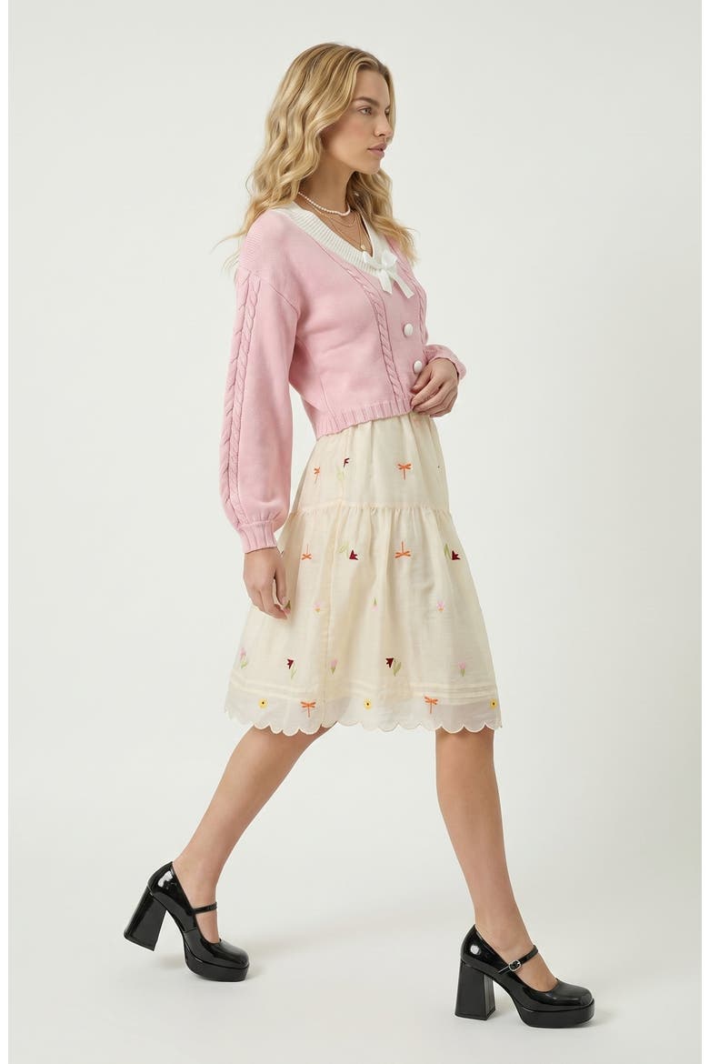 Embroidered Tulle Skirt, Alternate, color, Beige