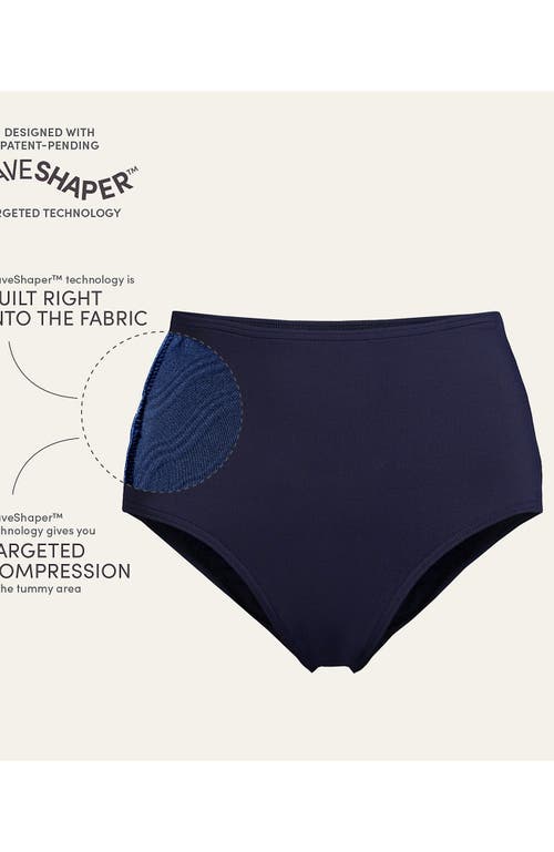 Lands' End Plus Size Sculpting Suit High Waisted Bikini Bottoms In Deep Sea Navy