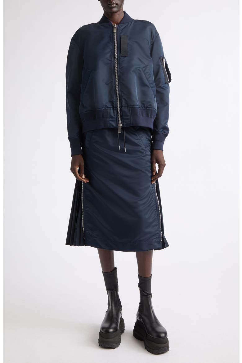 Nylon Twill Bomber Jacket, Alternate, color, NAVY