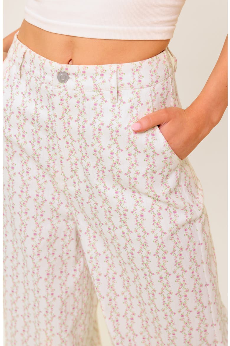 Floral Wide Leg Pants, Alternate, color, IVORY