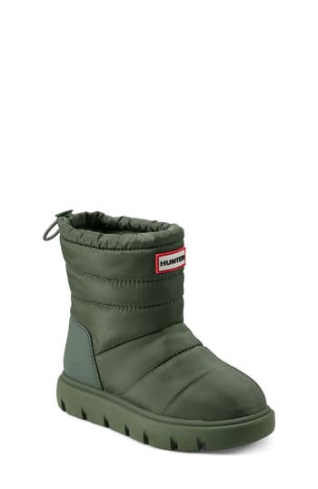 Hunter Kids' Cuddle Lug Sole Insulated Waterproof Snow Boot In Green