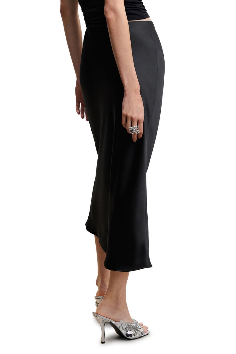 Stretch Satin Skirt, Alternate, color, BLACK
