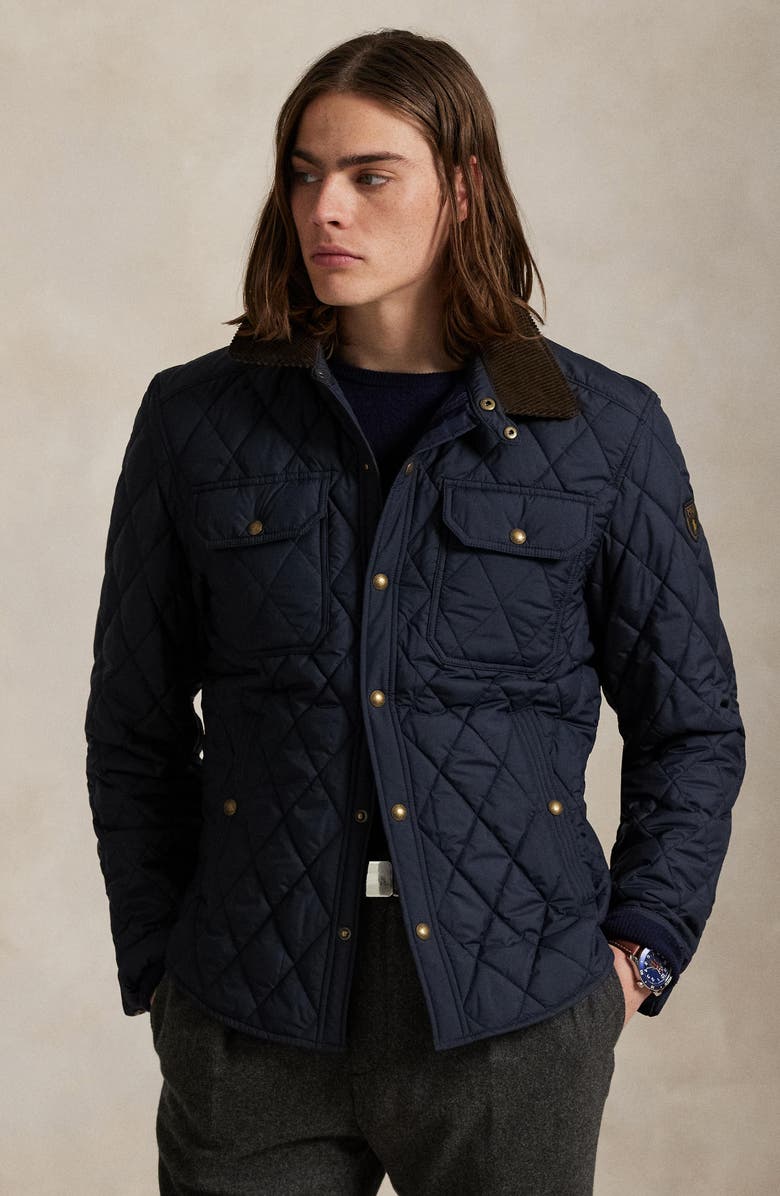 Polo Ralph Lauren The Beaton Quilted Water-Repellent Shirt Jacket, Alternate, color, College Navy