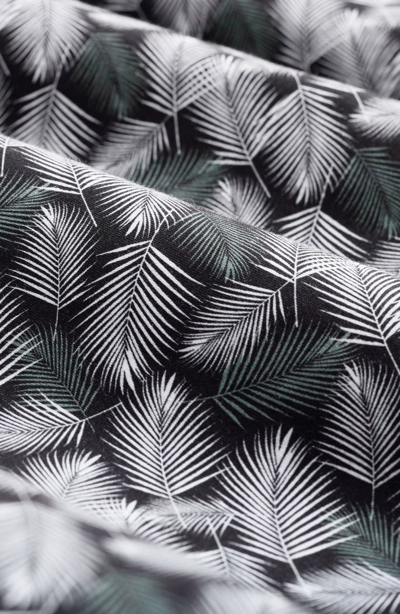 Bugatchi Milo OoohCotton<sup>®</sup> Leaf Print Short Sleeve Button-Up Shirt, Alternate, color, Black