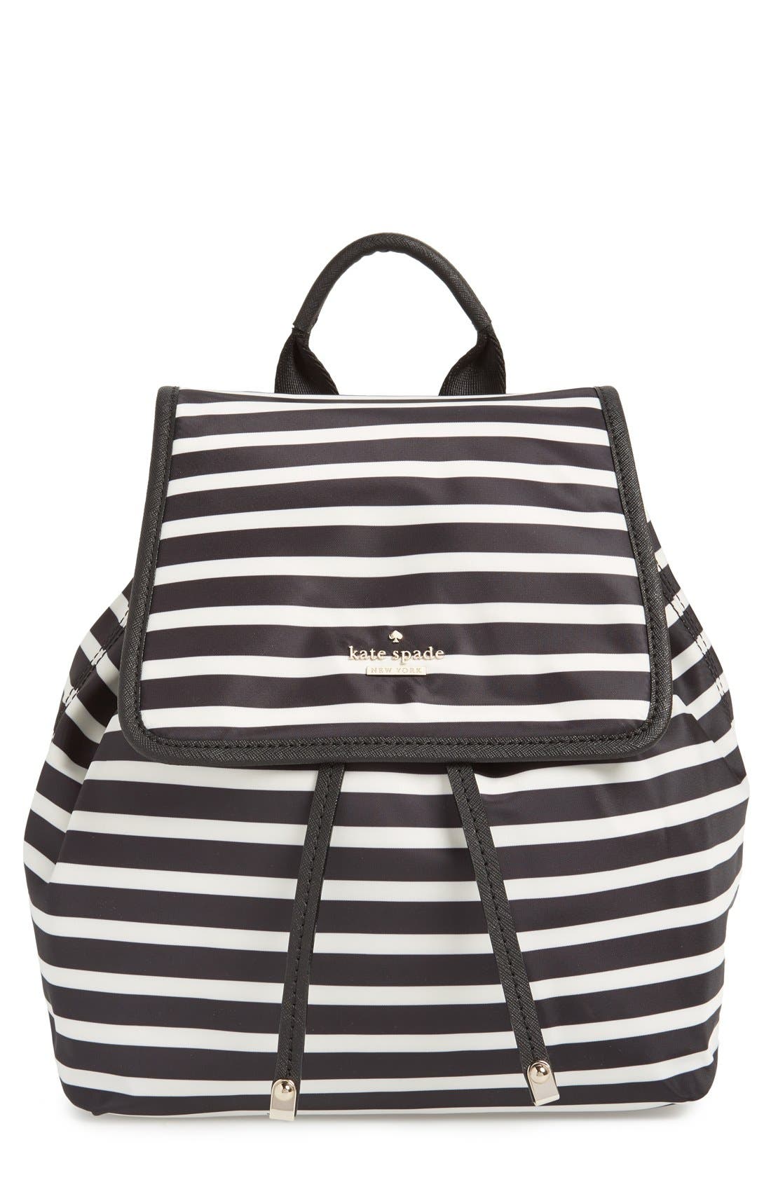 'molly' nylon backpack, Main, color, BLACK/ CLOTTED CREAM
