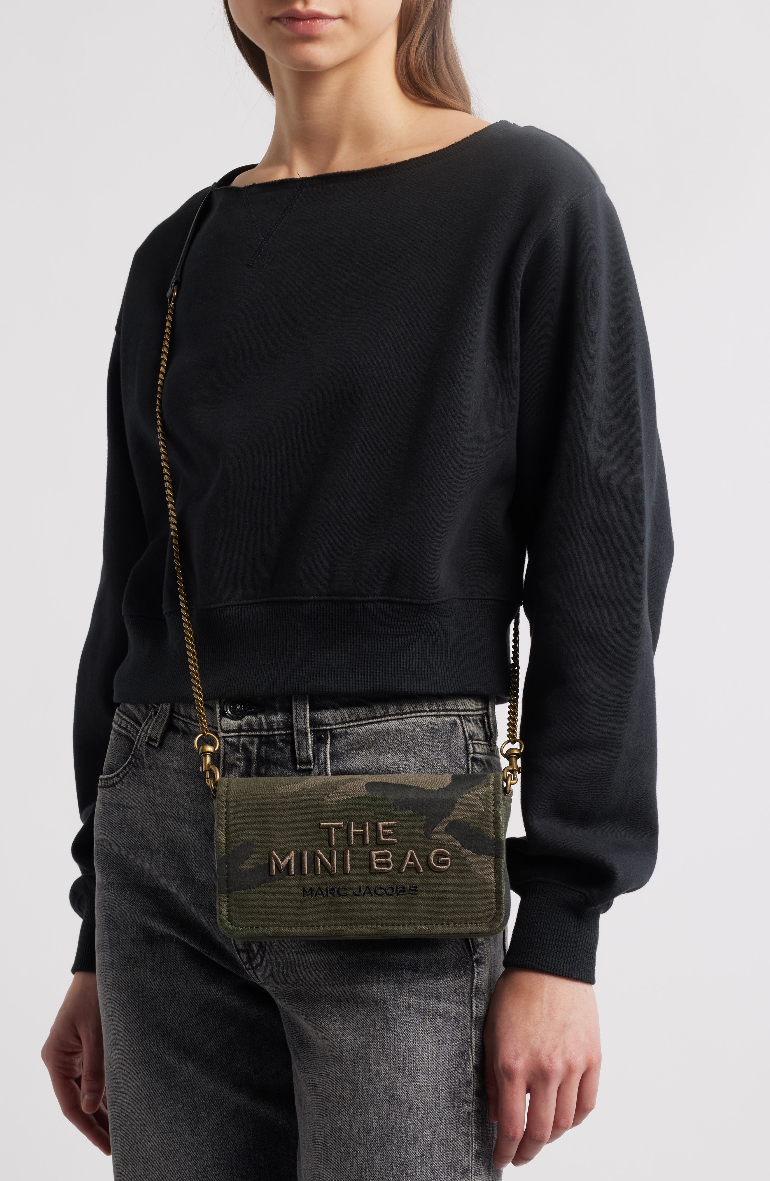 Marc Jacobs The Mini Bag Camo Jacquard Shoulder Bag, Alternate, color, 