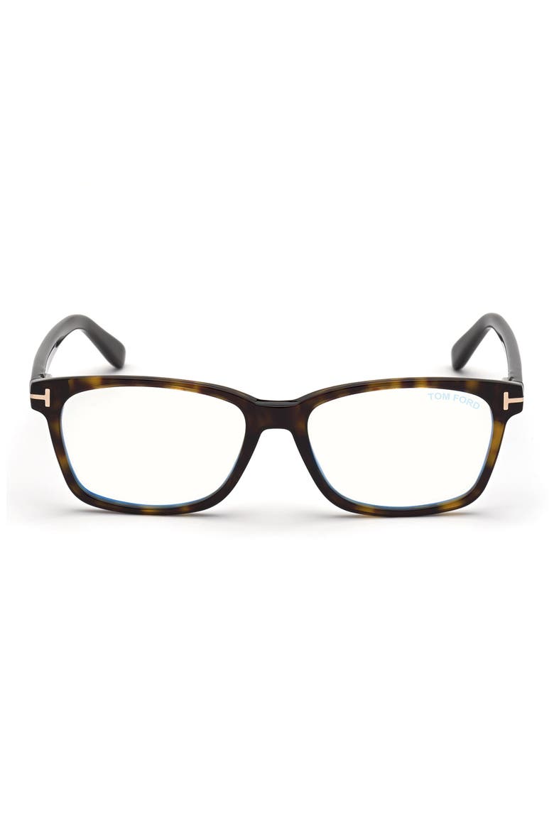 53mm Rectangular Blue Light Blocking Optical Glasses, Main, color, HAVANA / BLUE BLOCK