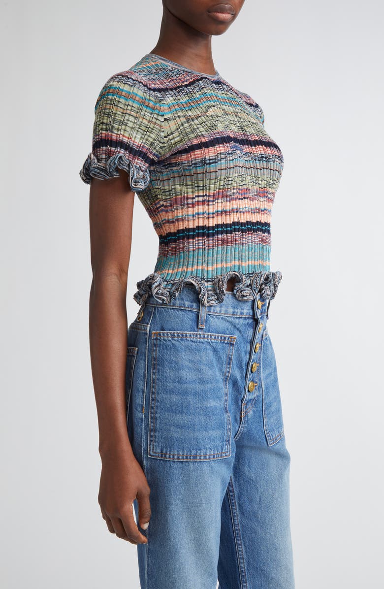 Ulla Johnson Miya Ruffle Space Dye Top, Alternate, color, Azurite