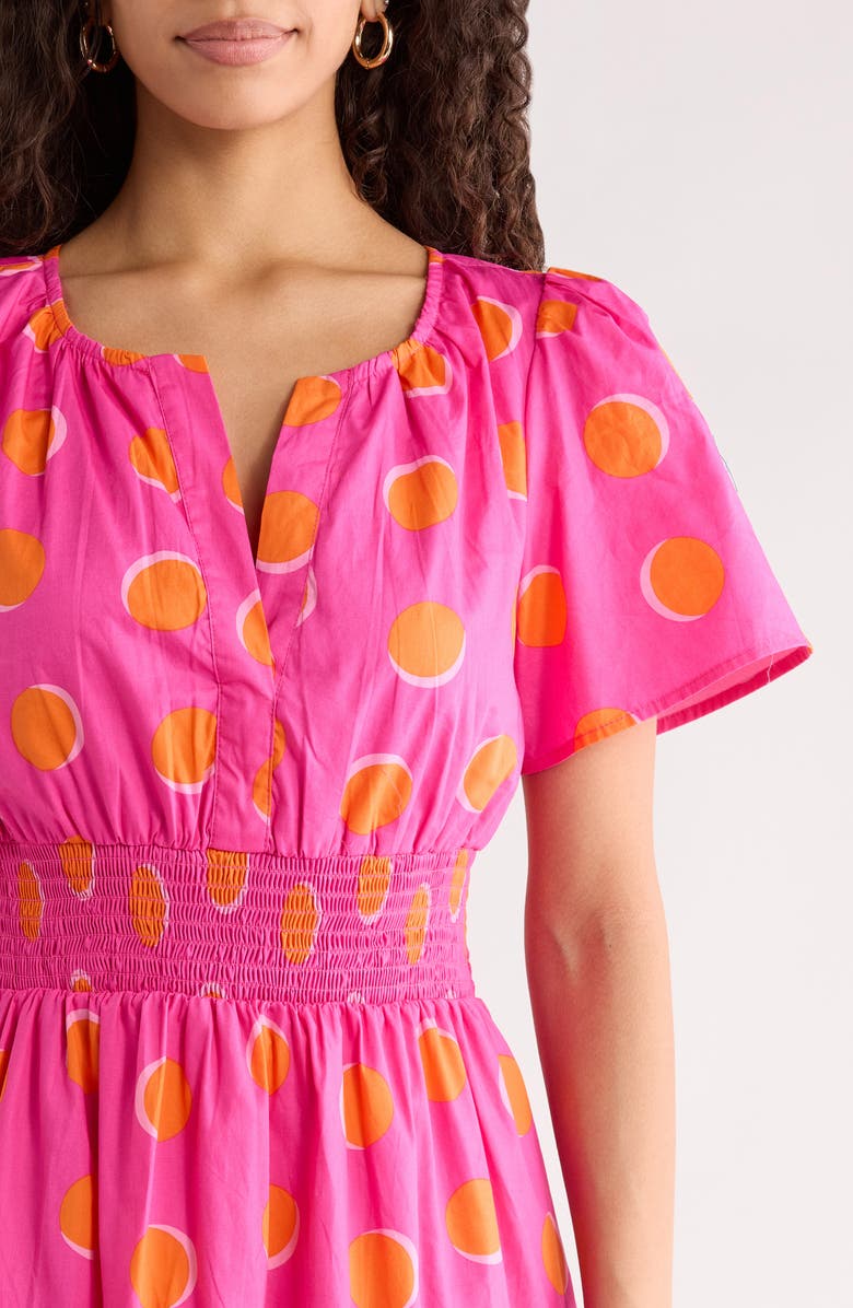 SUGARLIPS Rosy Polka Dot Tiered Cotton Poplin Maxi Dress, Alternate, color, 