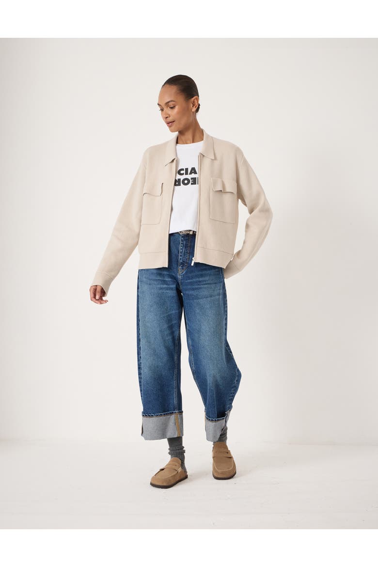 Knitted Zip Front Jacket, Alternate, color, Stone White