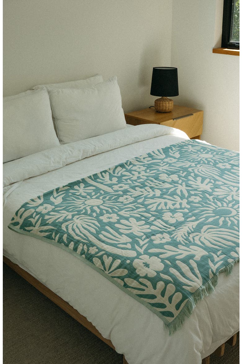 Sunny Driftweave Blanket, Alternate, color, DUSTY BLUE