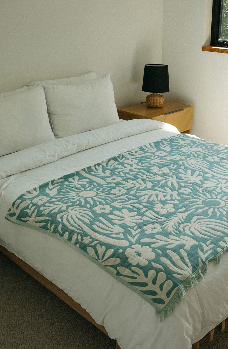 Slowtide Sunny Driftweave Blanket, Alternate, color, Dusty Blue