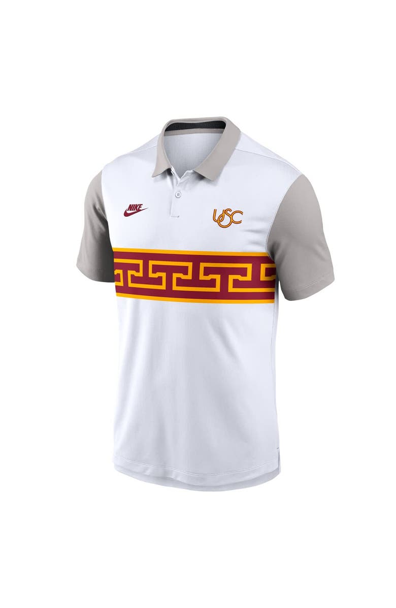Nike Men's Nike White/Gray USC Trojans Athletic Prep Legacy Logo Vapor Performance Polo, Alternate, color, White