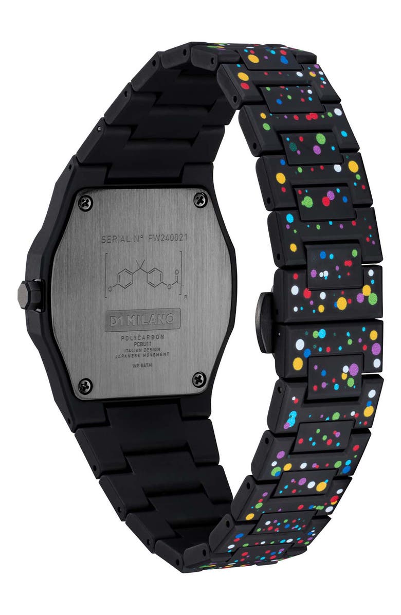 D1 Milano Dot 01 Polycarbon Bracelet Watch, 37mm, Alternate, color, Black