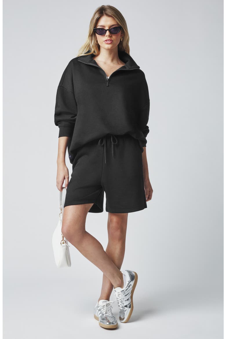 Cozy Crush Boyfriend Shorts, Alternate, color, BLACK