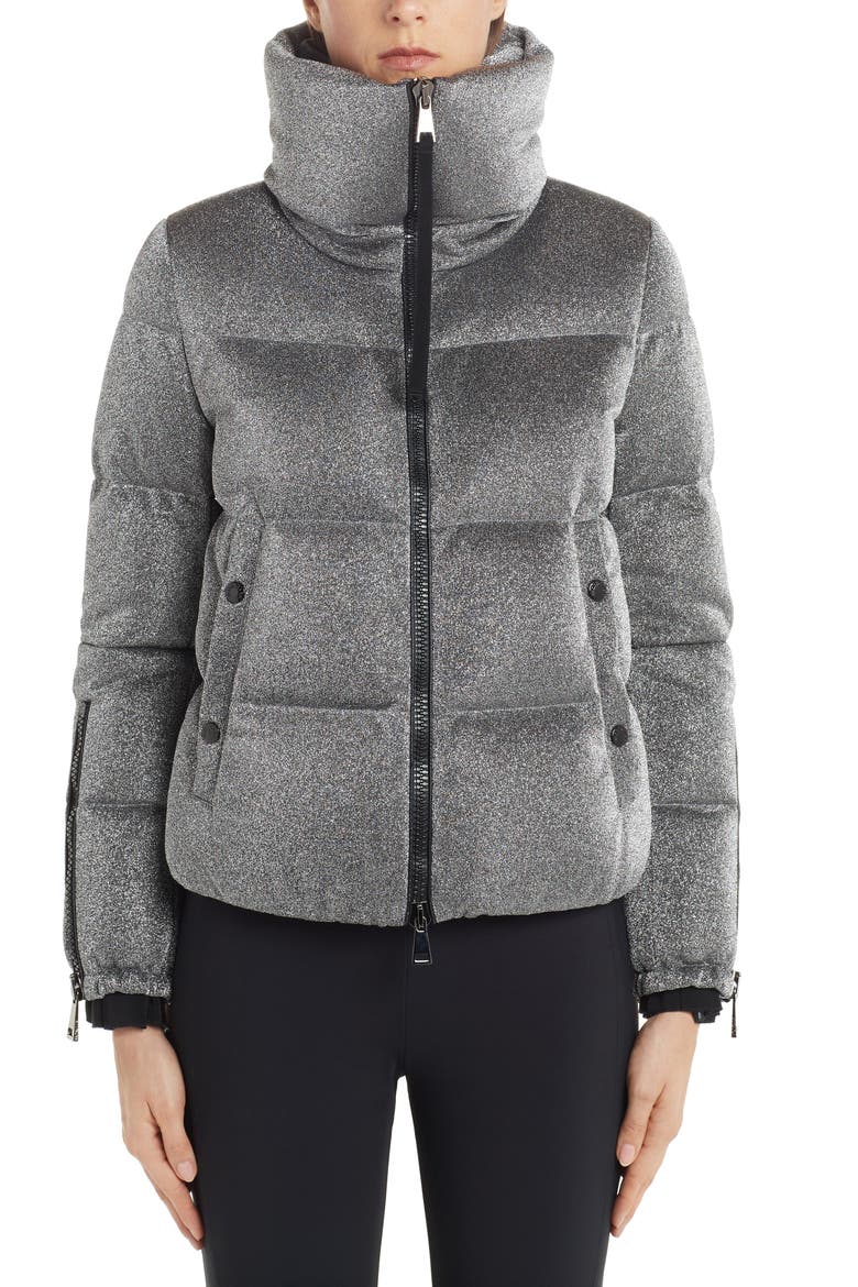 Bandama Glitter Down Puffer Jacket, Alternate, color, SILVER