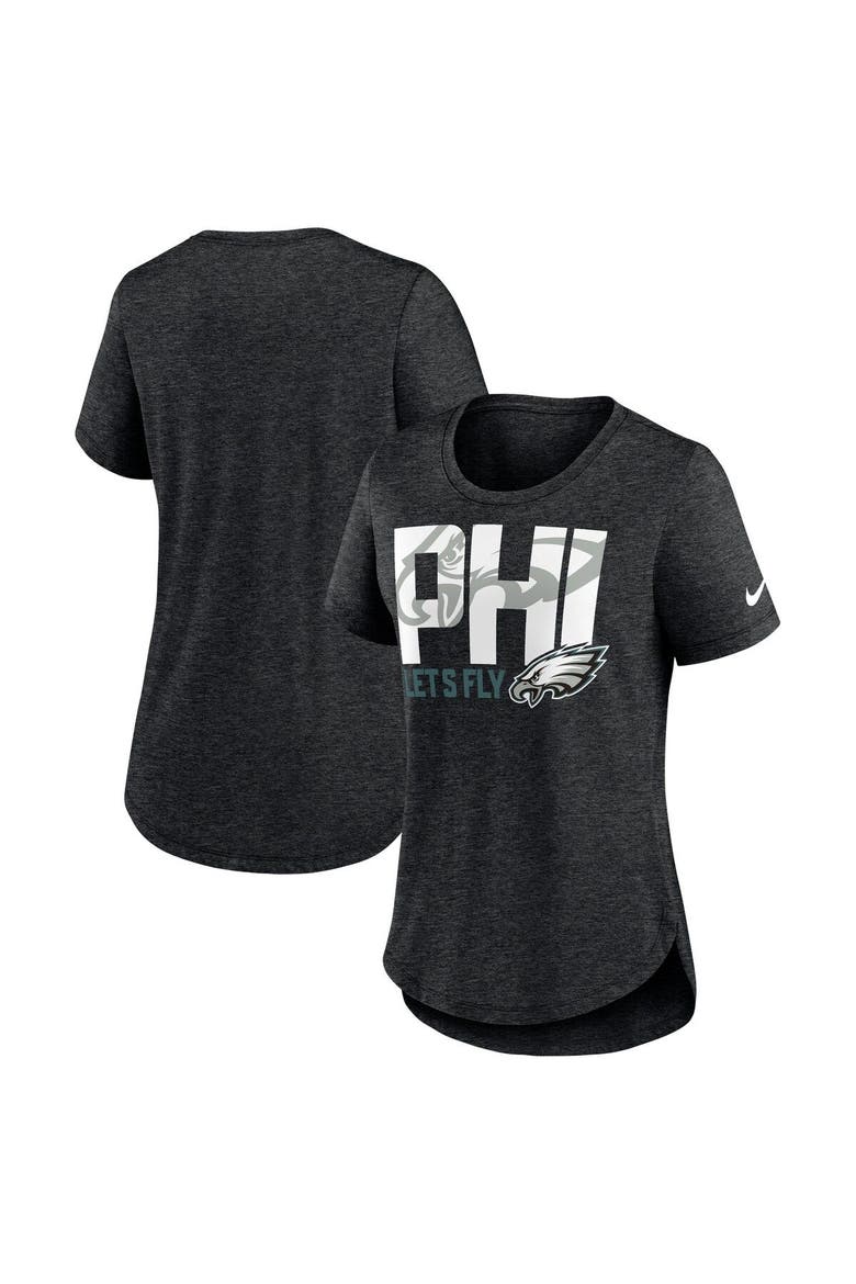 Women's Nike Heather Black Philadelphia Eagles Local Fashion Tri-Blend T-Shirt, Alternate, color, Heather Black