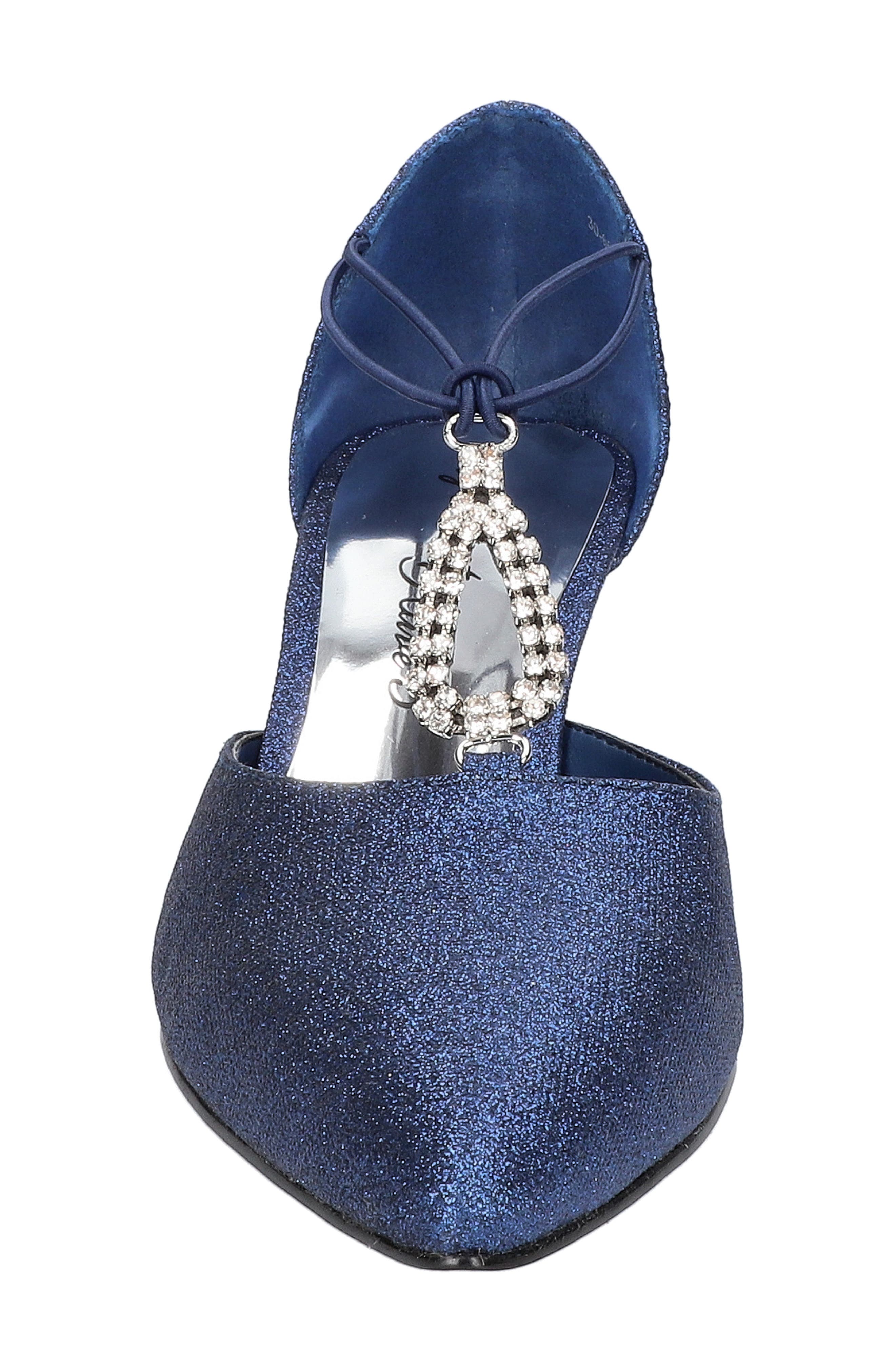 EASY STREET Moonlight Embellished T-Strap Pump - Multiple Widths Available, Alternate, color, Navy Glitter