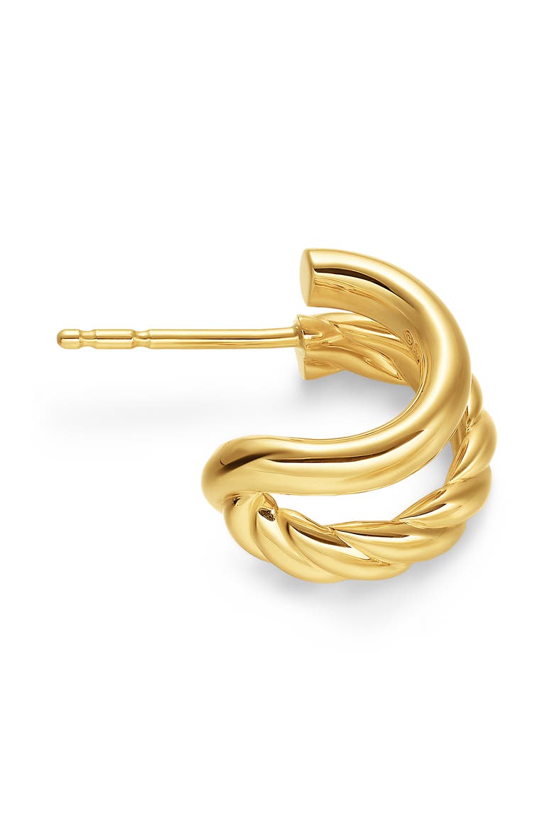 DY Mercer® Double Hoop Huggie Earrings in 18K Yellow Gold, 7.8mm, Alternate, color, GOLD