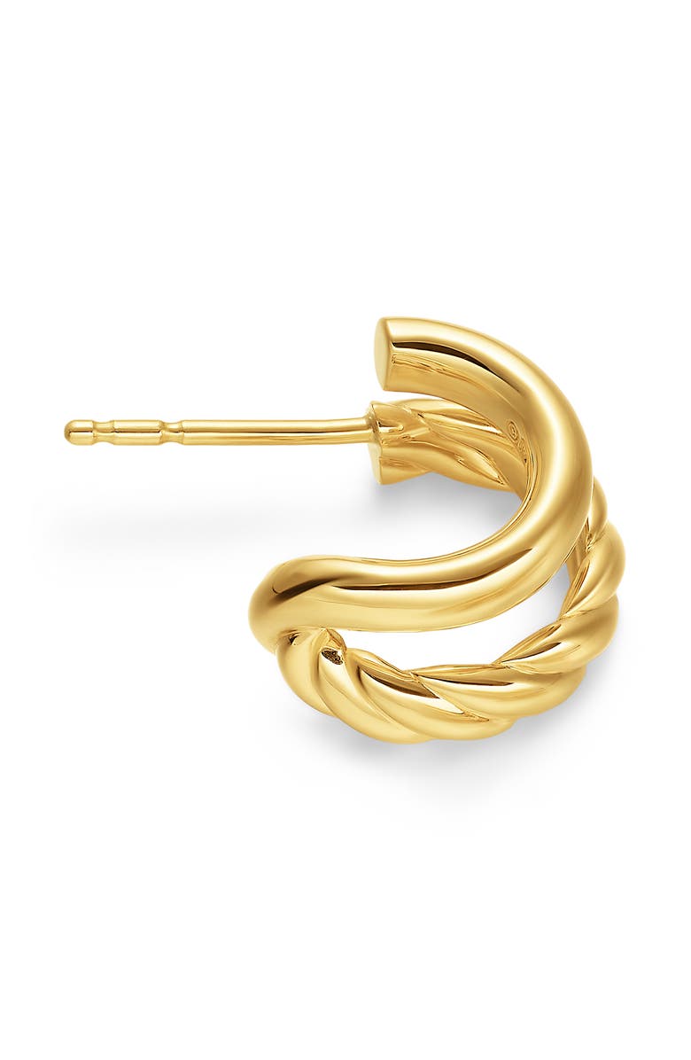 David Yurman DY Mercer<sup>®</sup> Double Hoop Huggie Earrings in 18K Yellow Gold, 7.8mm, Alternate, color, Gold